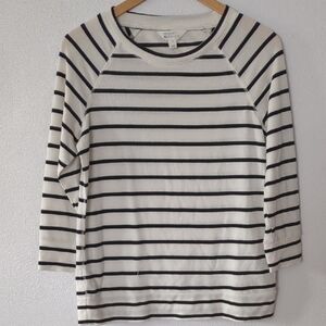 Market & Spruce Long Sleeve Striped Tee - Black and White